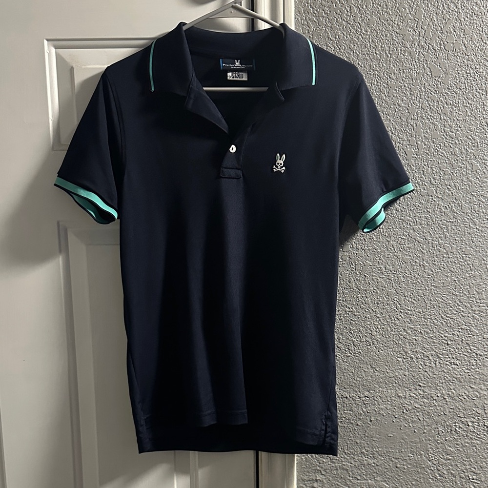 Psycho Bunny Dark Blue Polo with Light Blue Trim